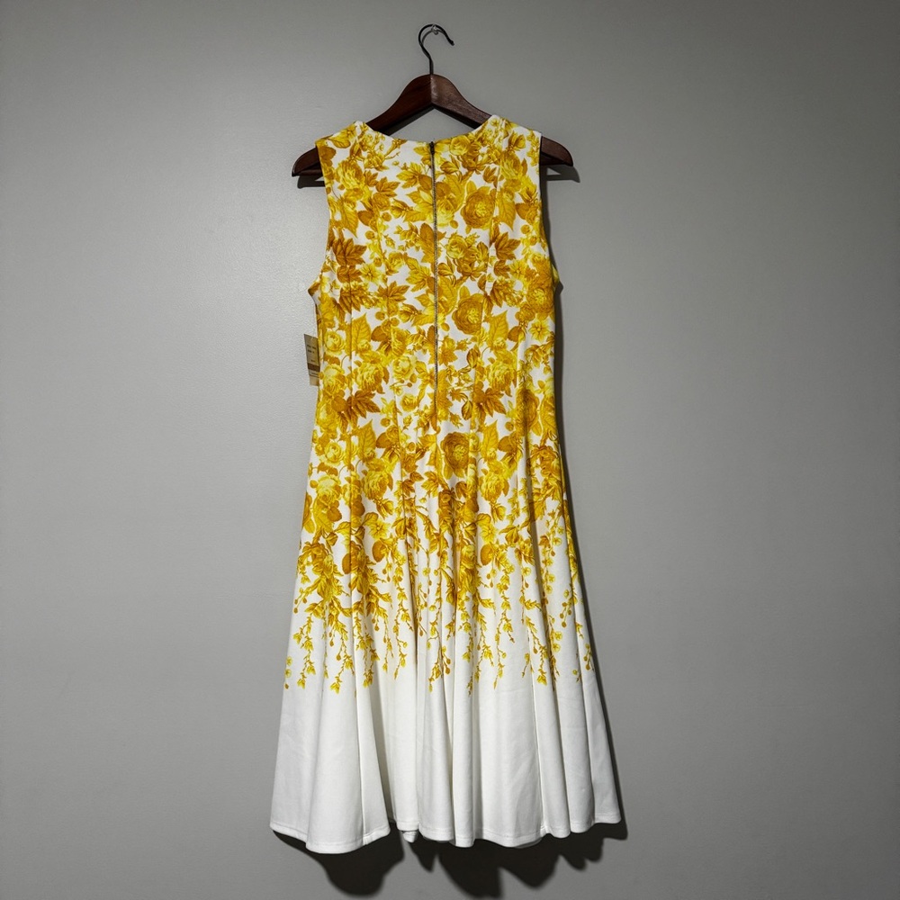 danny and nicole | Yellow and White Sleeveless, Floral Dress (Size 12) - Picture 3 of 9